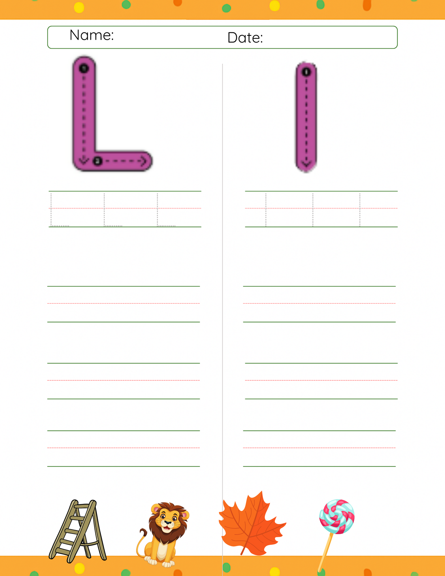 Trace Letter L