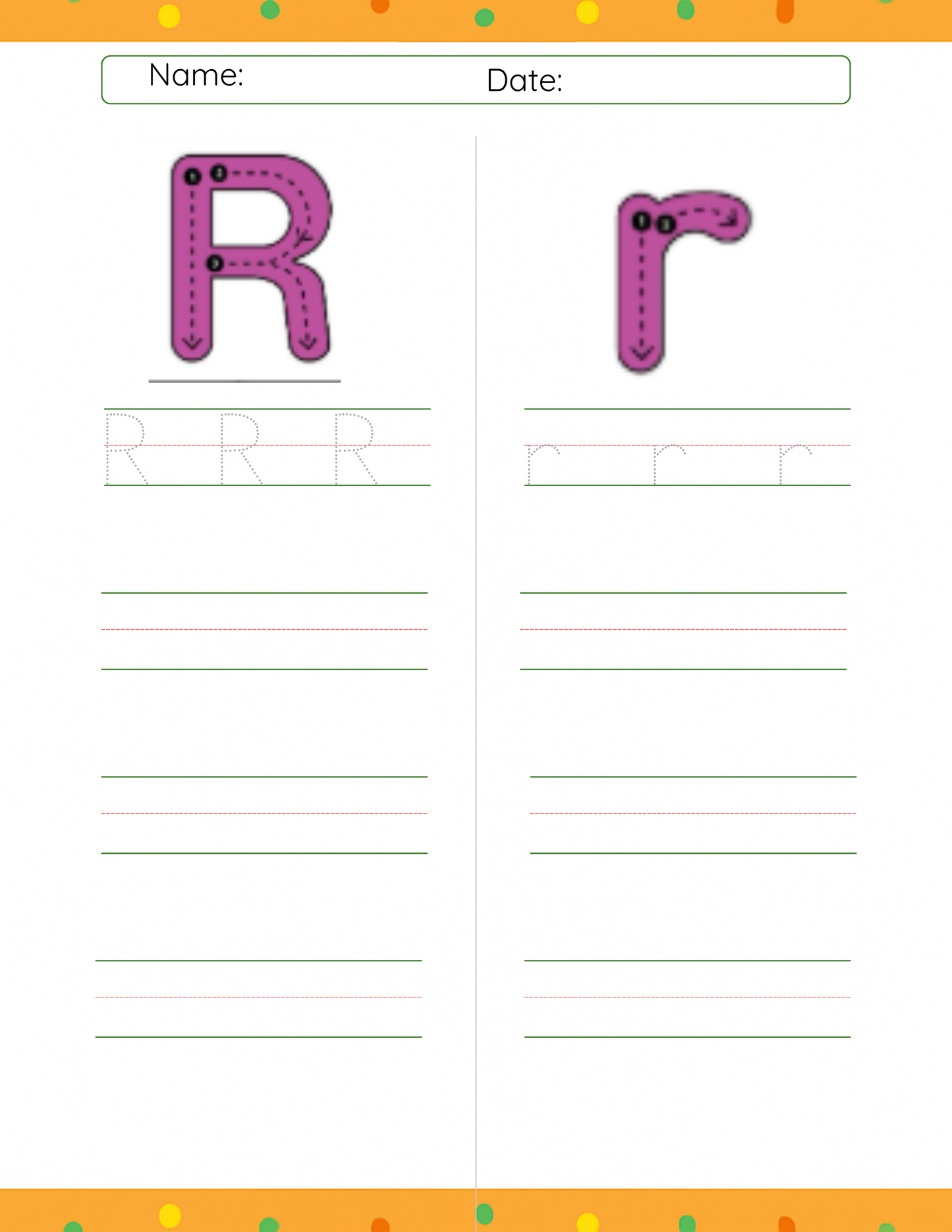 Trace Letter R
