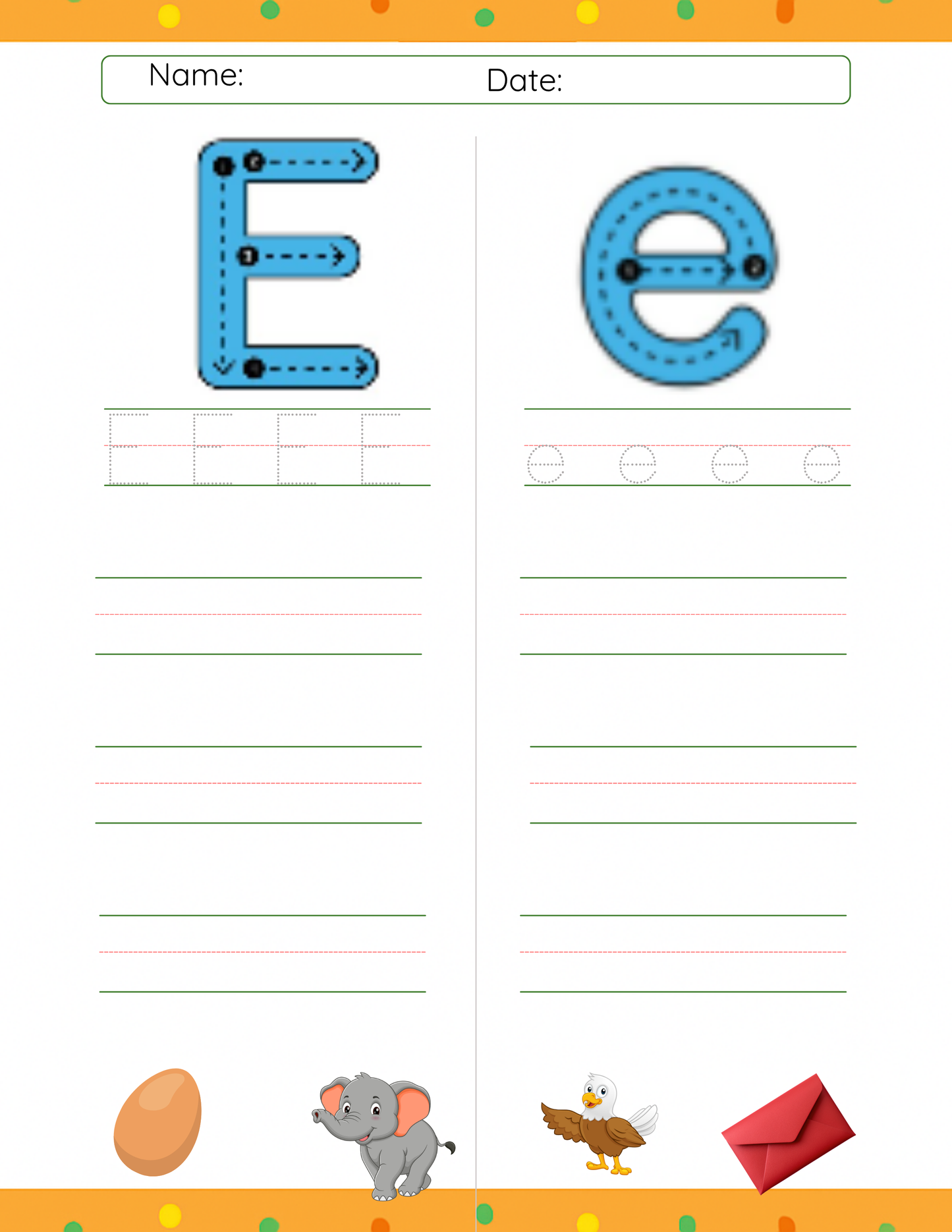 Trace Letter E
