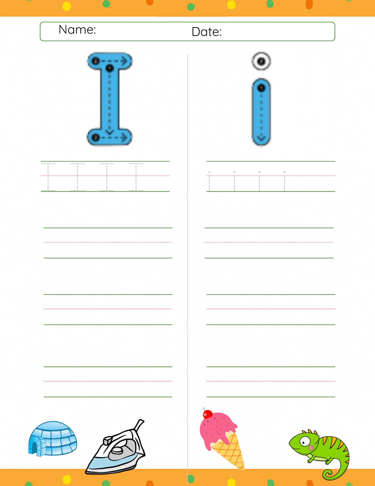 Trace Letter I
