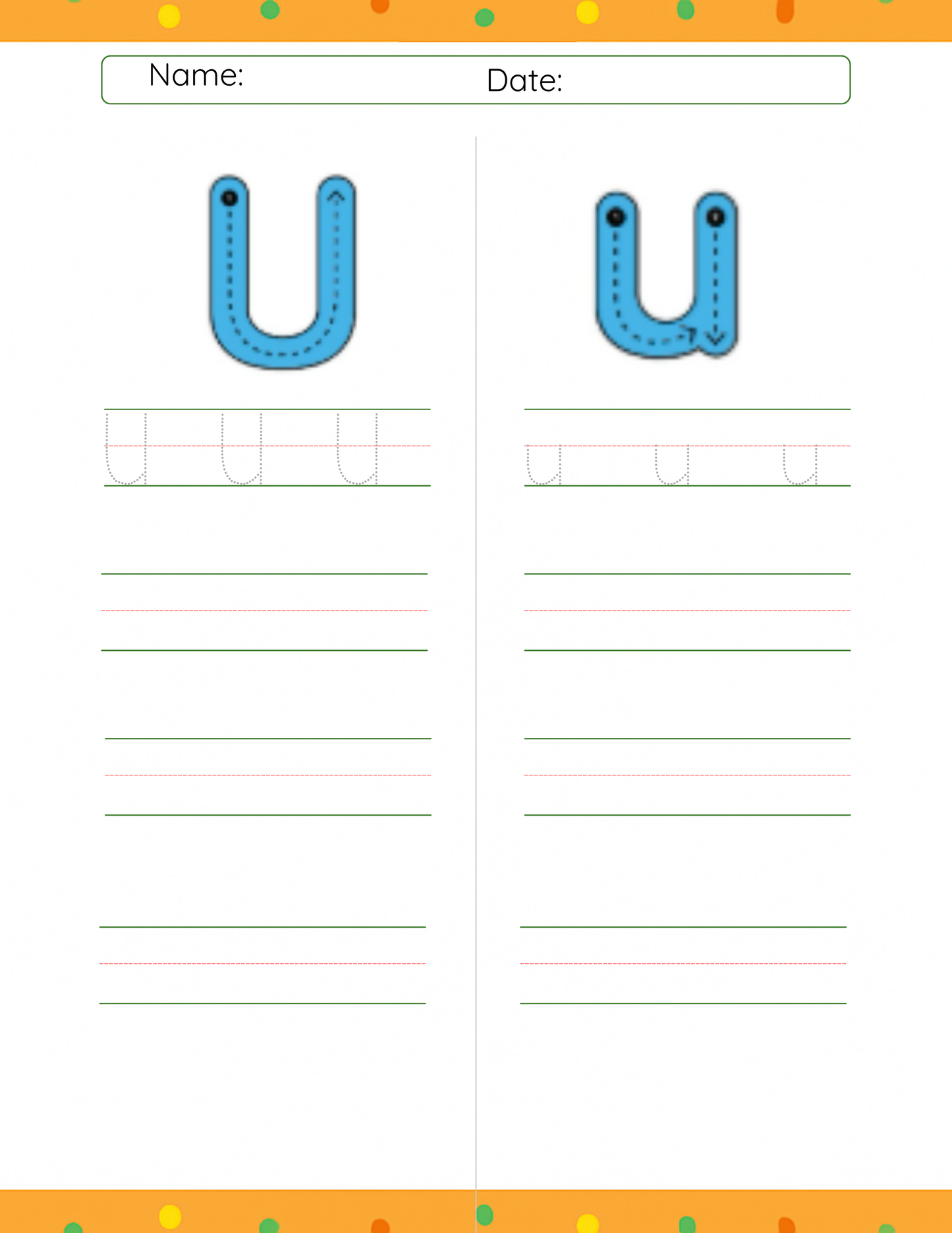 Trace Letter U