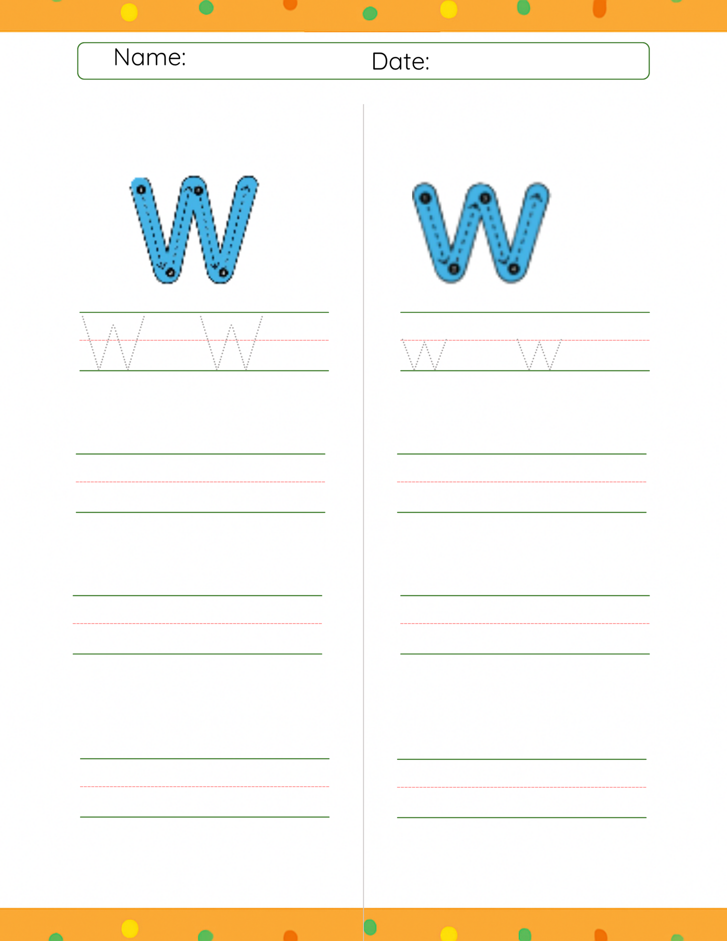 Trace Letter W