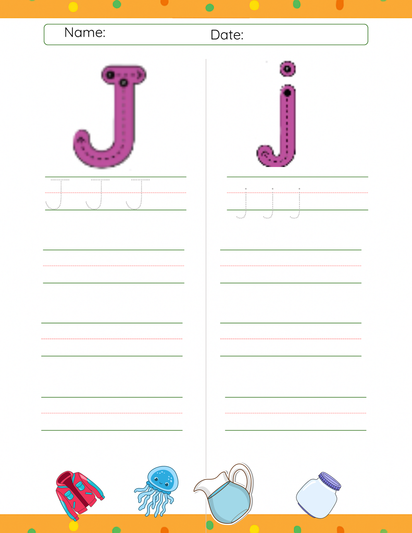 Trace Letter J
