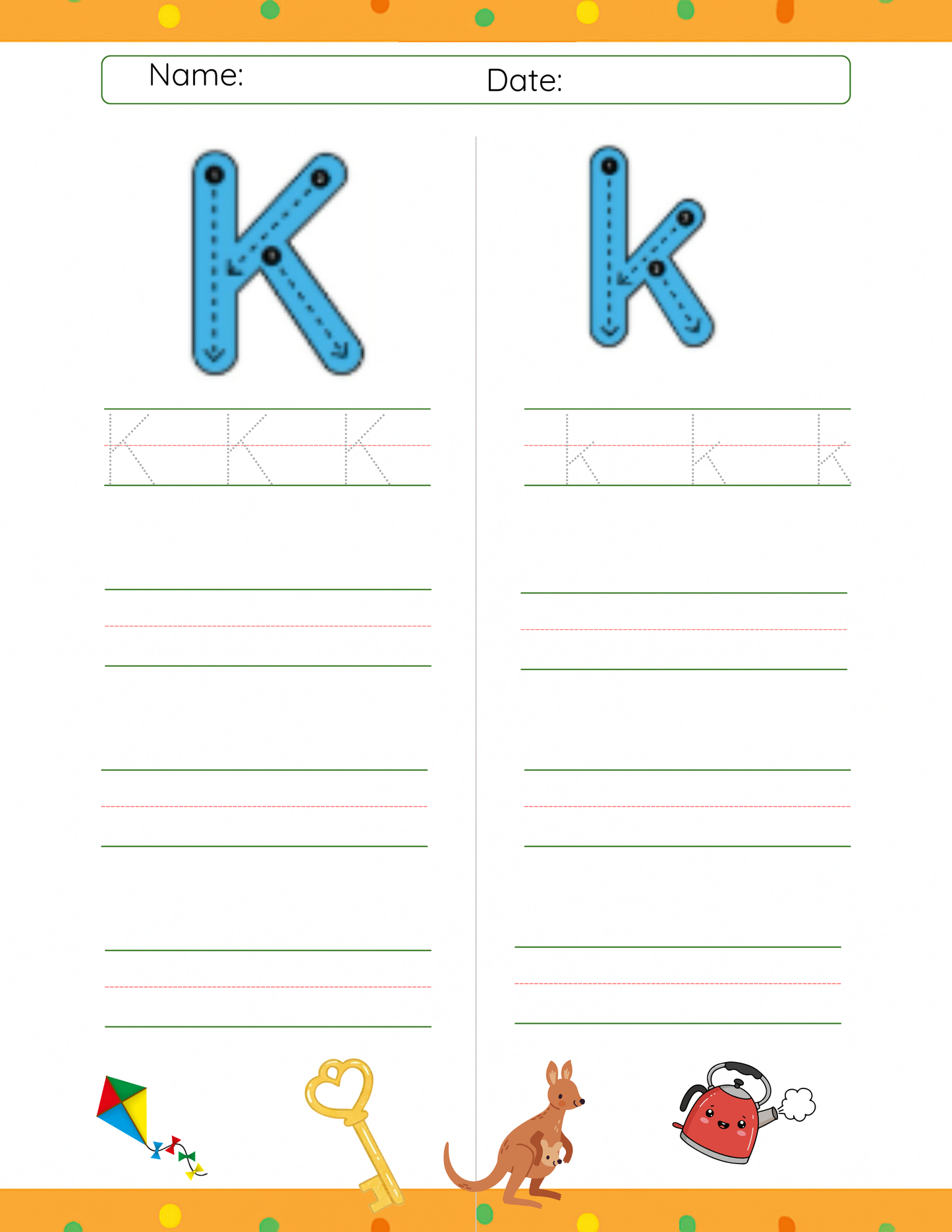 Trace letter K