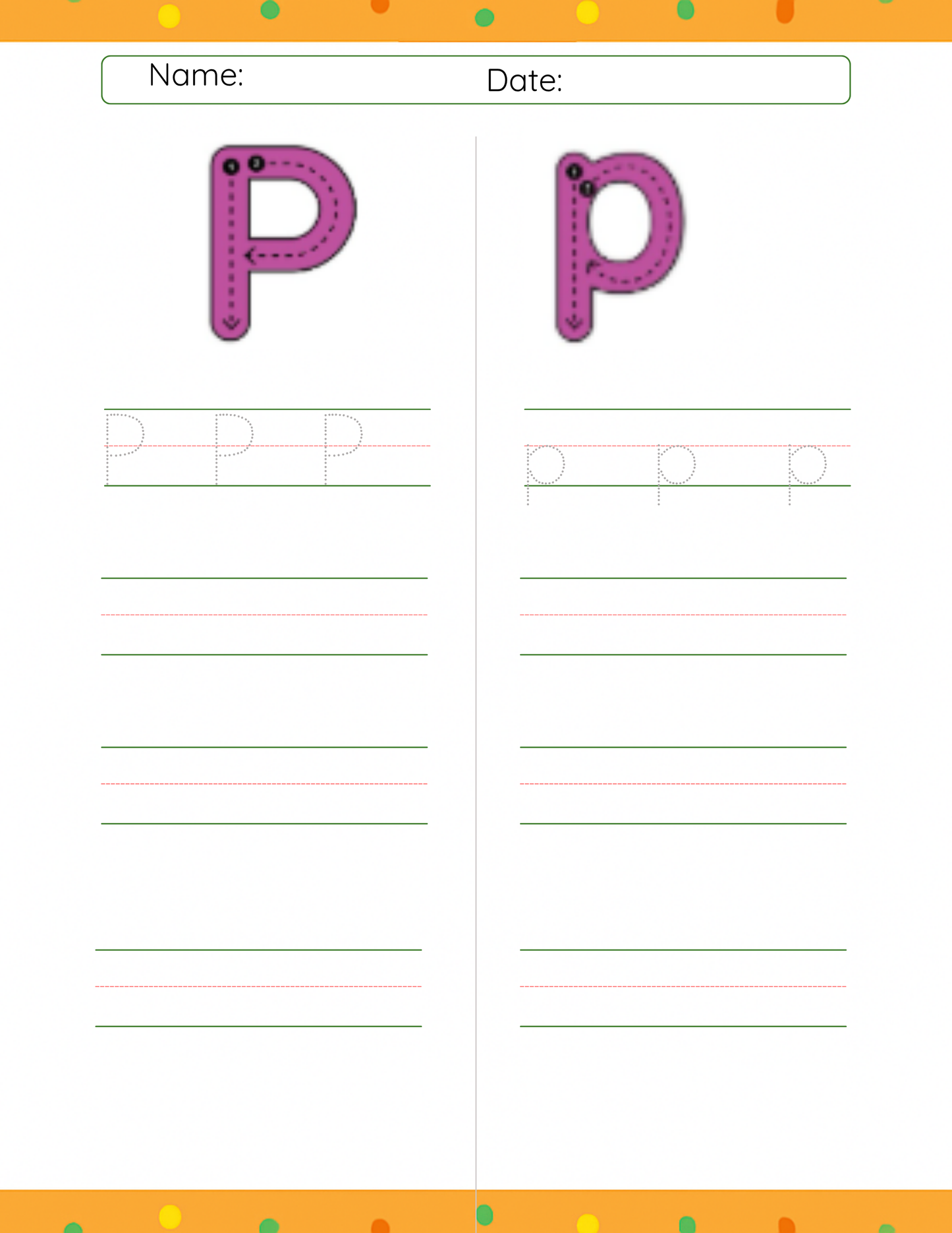 Trace Letter P