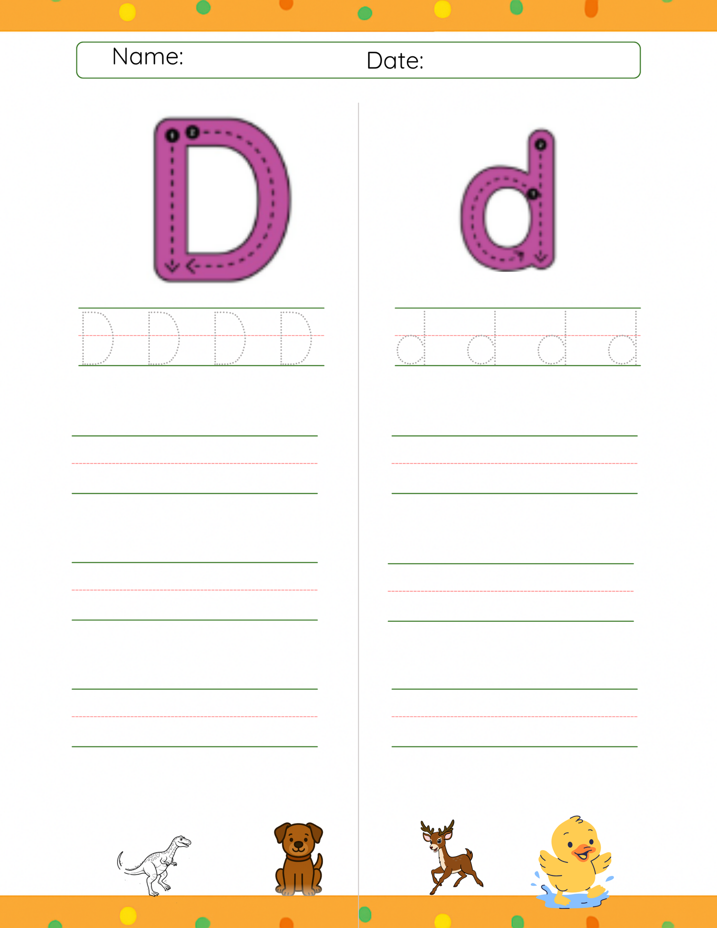Trace Letter D